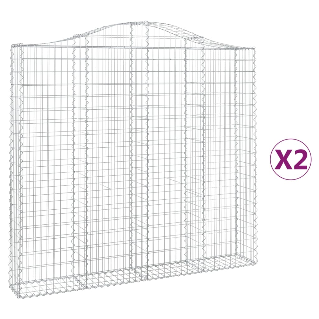 2 db íves horganyzott vas gabion kosár 200x30x180/200 cm