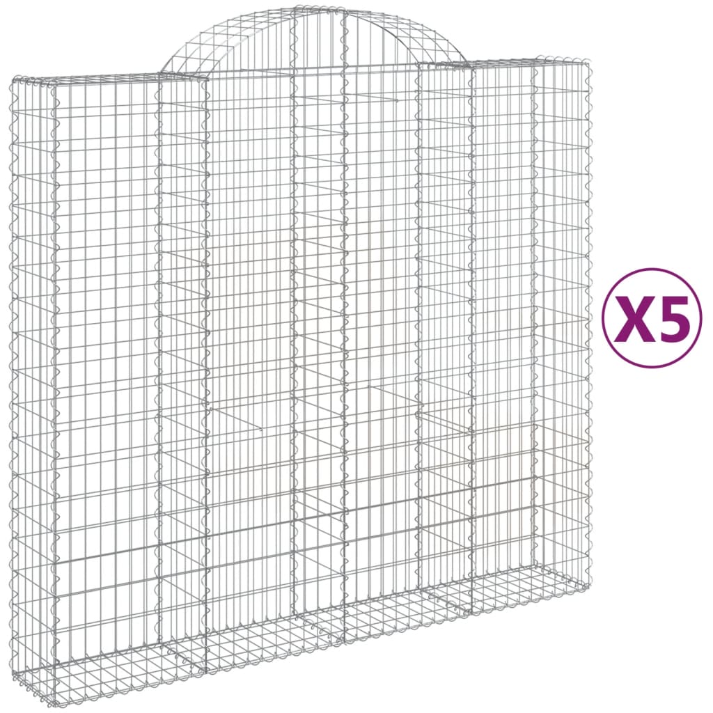 5 db íves horganyzott vas gabion kosár 200x50x180/200 cm
