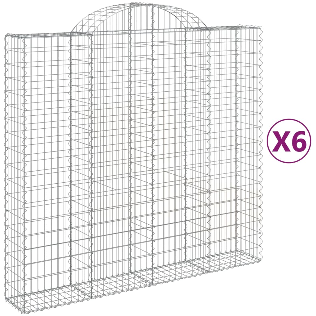 6 db íves horganyzott vas gabion kosár 200x50x180/200 cm