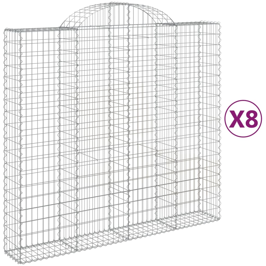 8 db íves horganyzott vas gabion kosár 200x50x180/200 cm