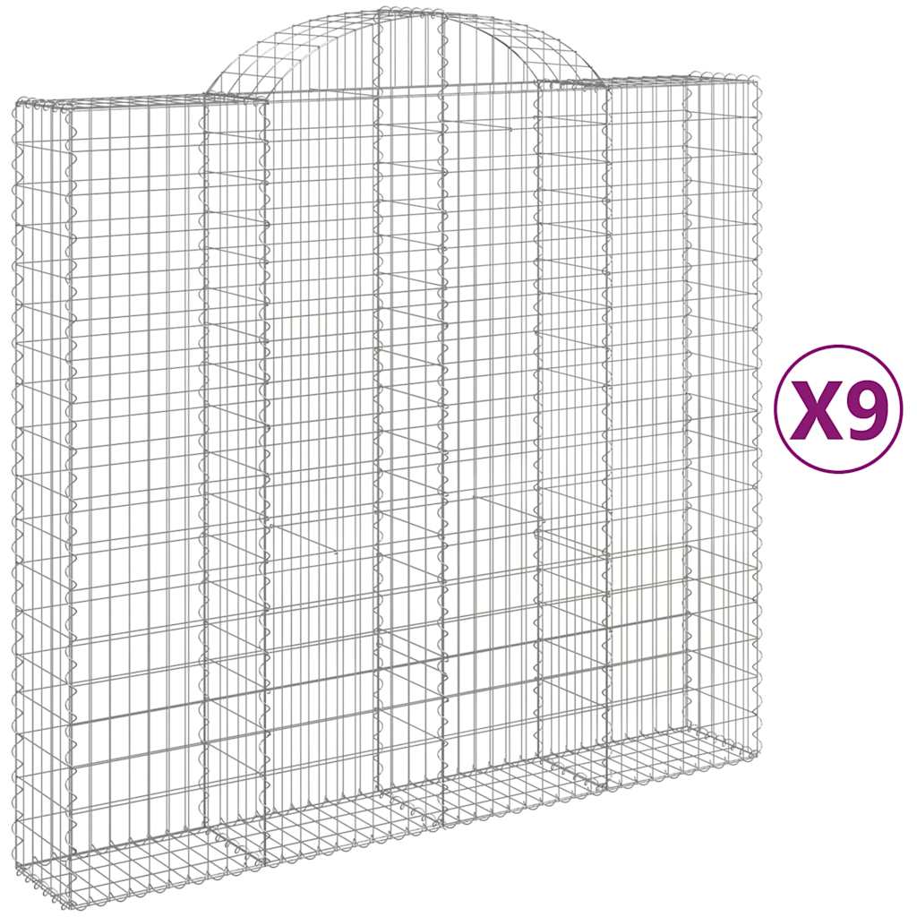 9 db íves horganyzott vas gabion kosár 200x50x180/200 cm