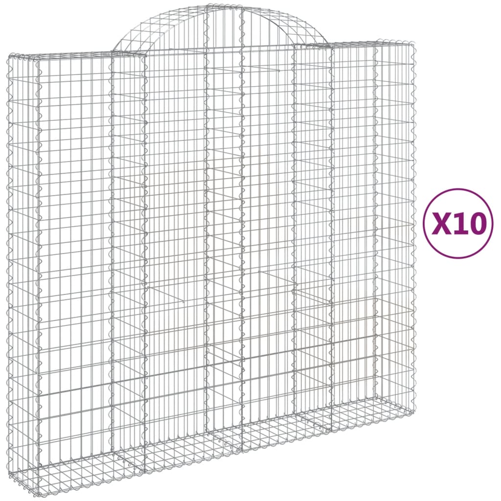 10 db íves horganyzott vas gabion kosár 200x50x180/200 cm