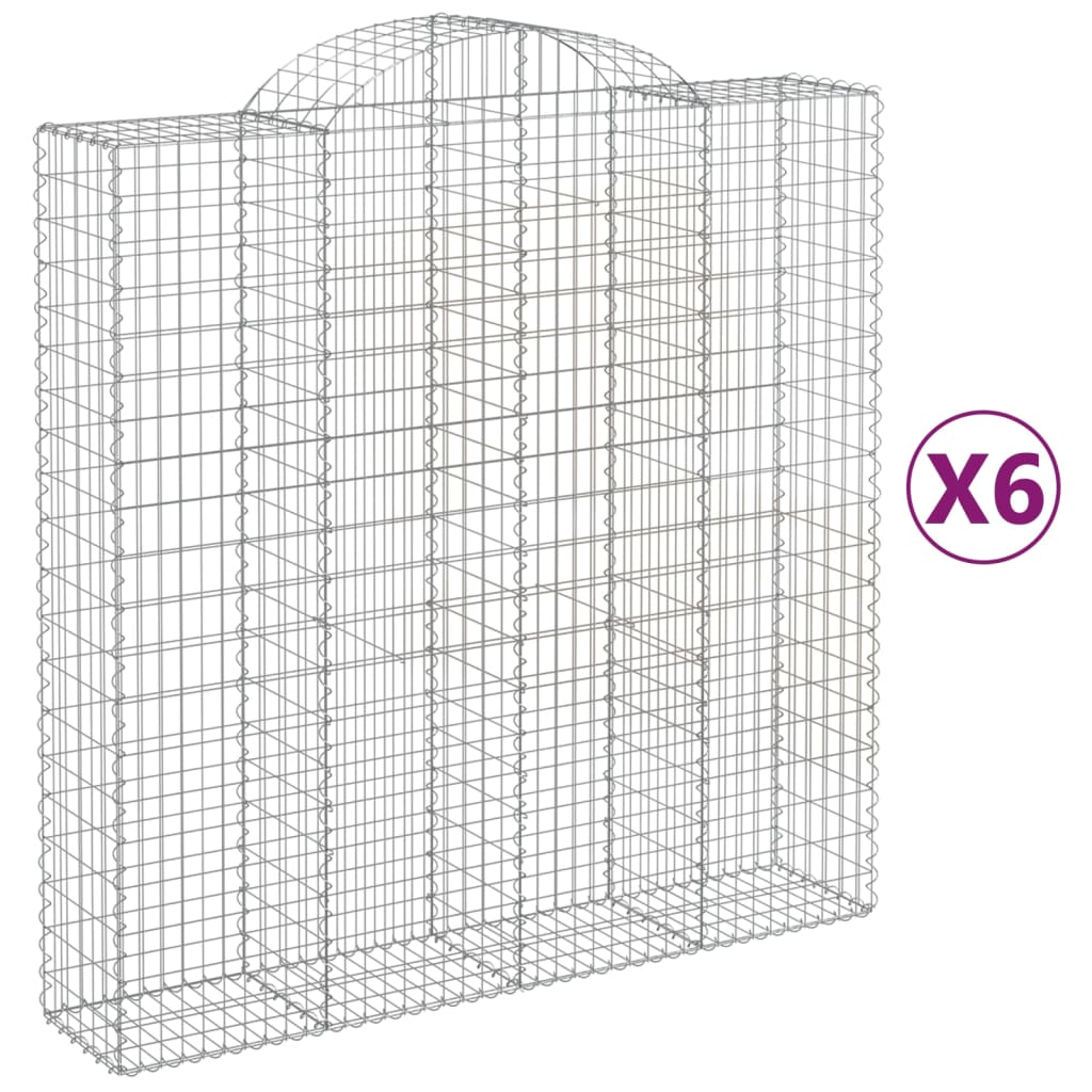 6 db íves horganyzott vas gabion kosár 200x50x200/220 cm