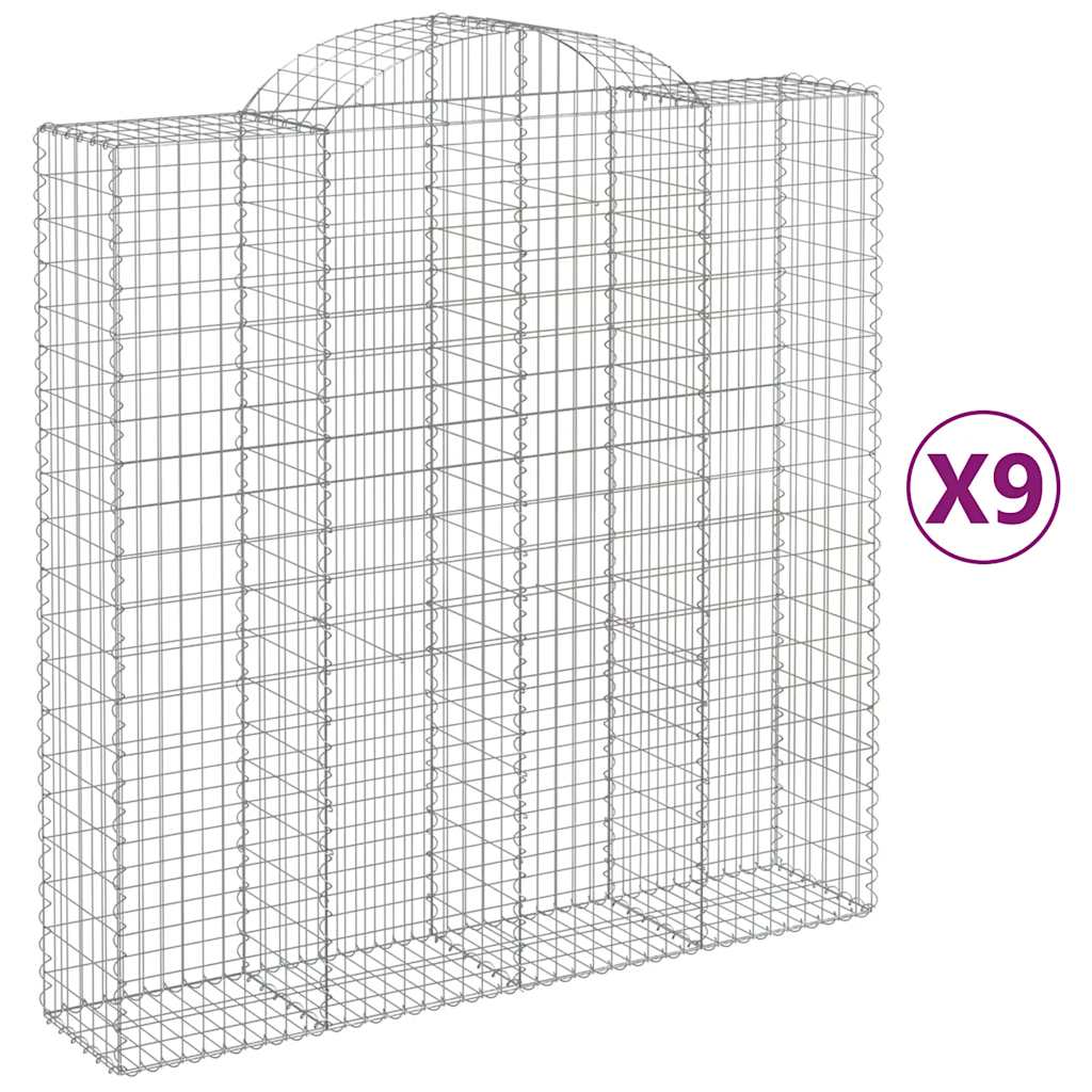 9 db íves horganyzott vas gabion kosár 200x50x200/220 cm