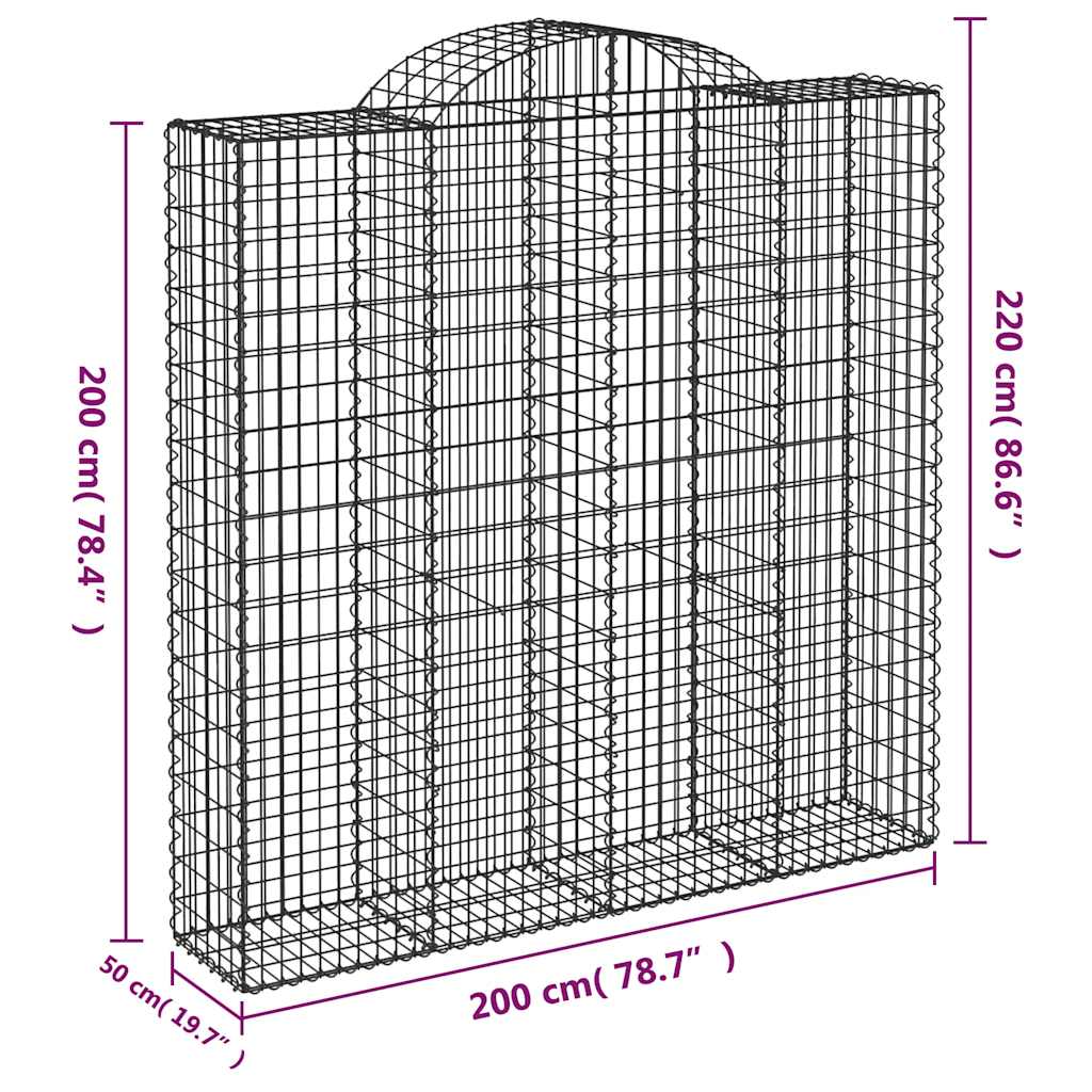 9 db íves horganyzott vas gabion kosár 200x50x200/220 cm