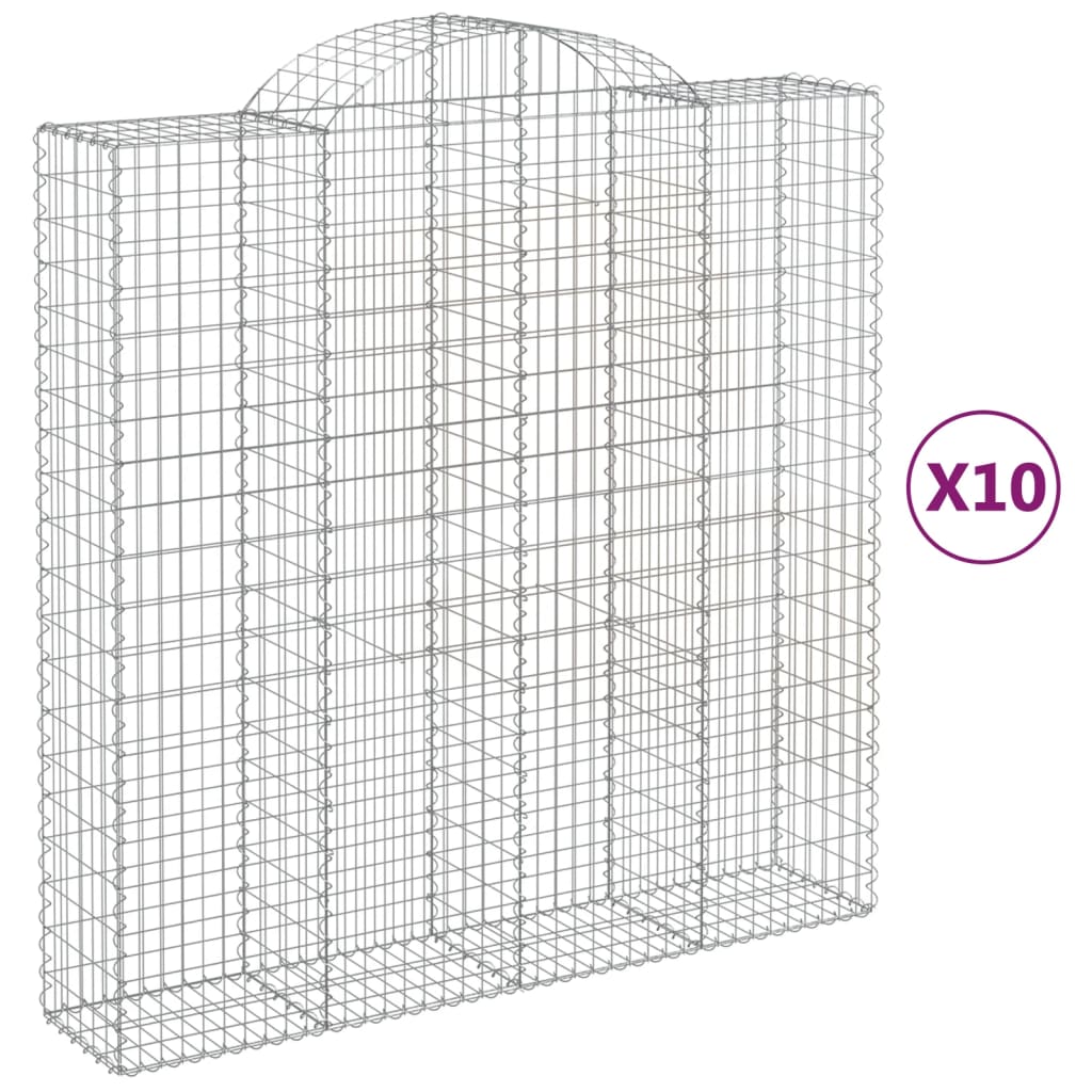 10 db íves horganyzott vas gabion kosár 200x50x200/220 cm
