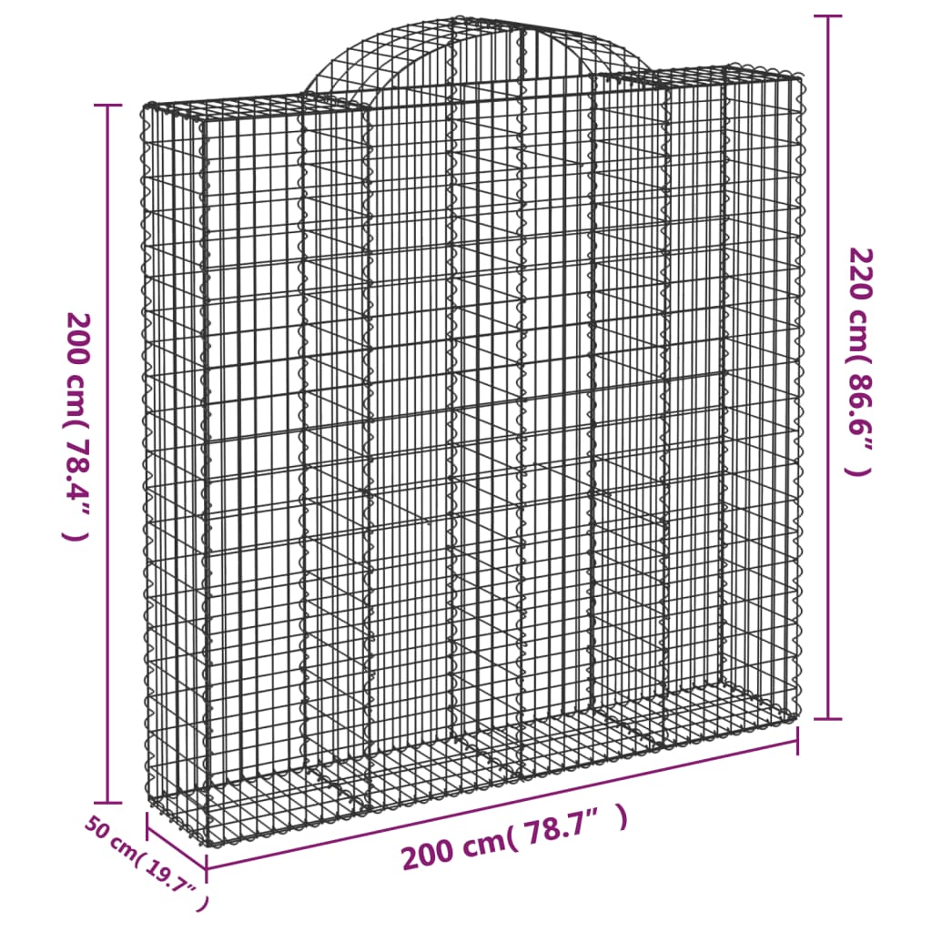 11 db íves horganyzott vas gabion kosár 200x50x200/220 cm