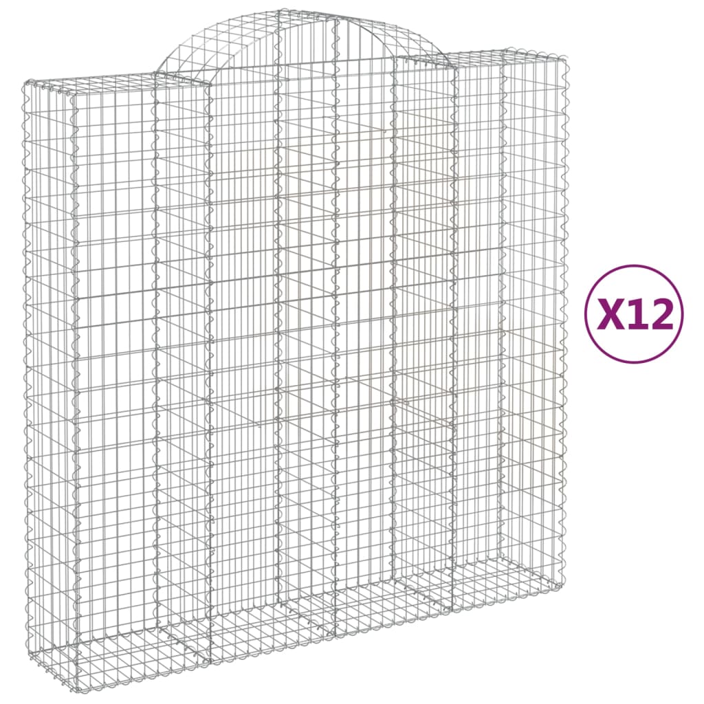 12 db íves horganyzott vas gabion kosár 200x50x200/220 cm