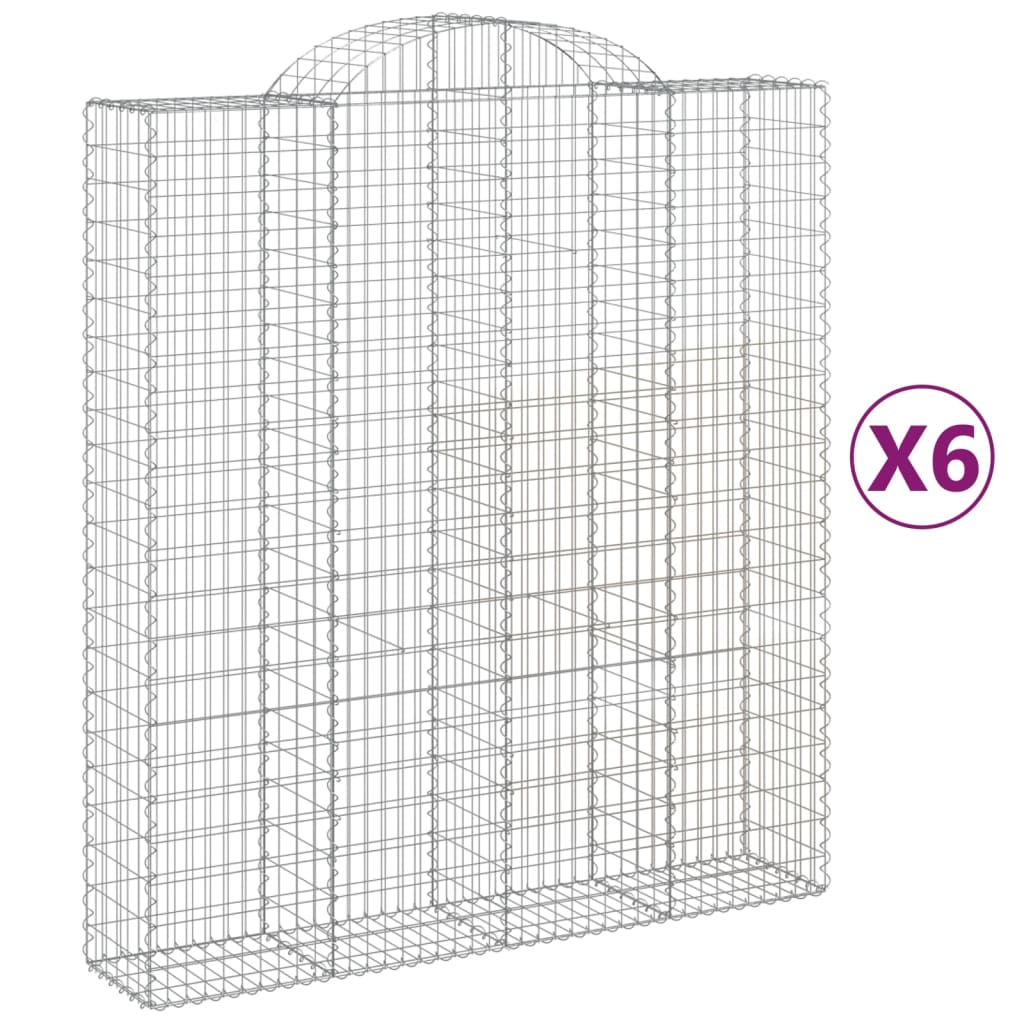 6 db íves horganyzott vas gabion kosár 200x50x220/240 cm