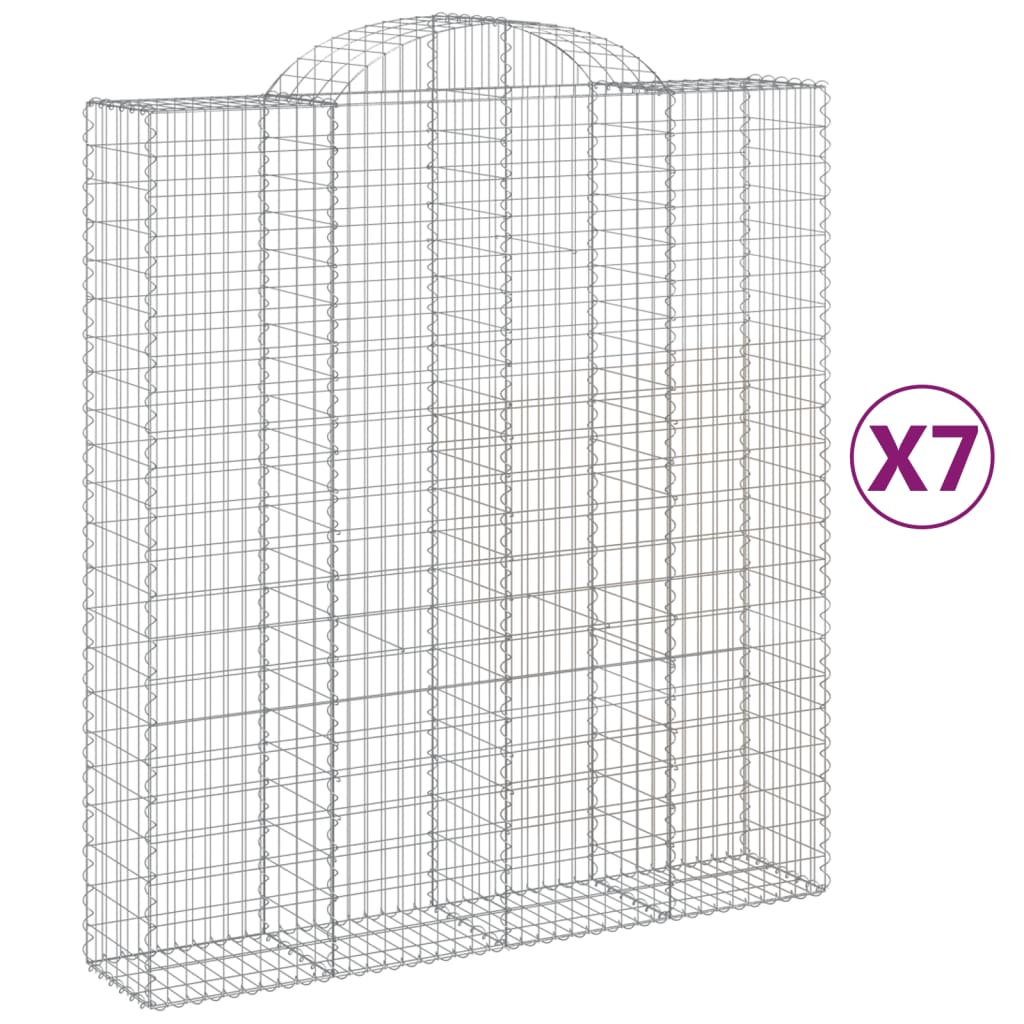 7 db íves horganyzott vas gabion kosár 200x50x220/240 cm