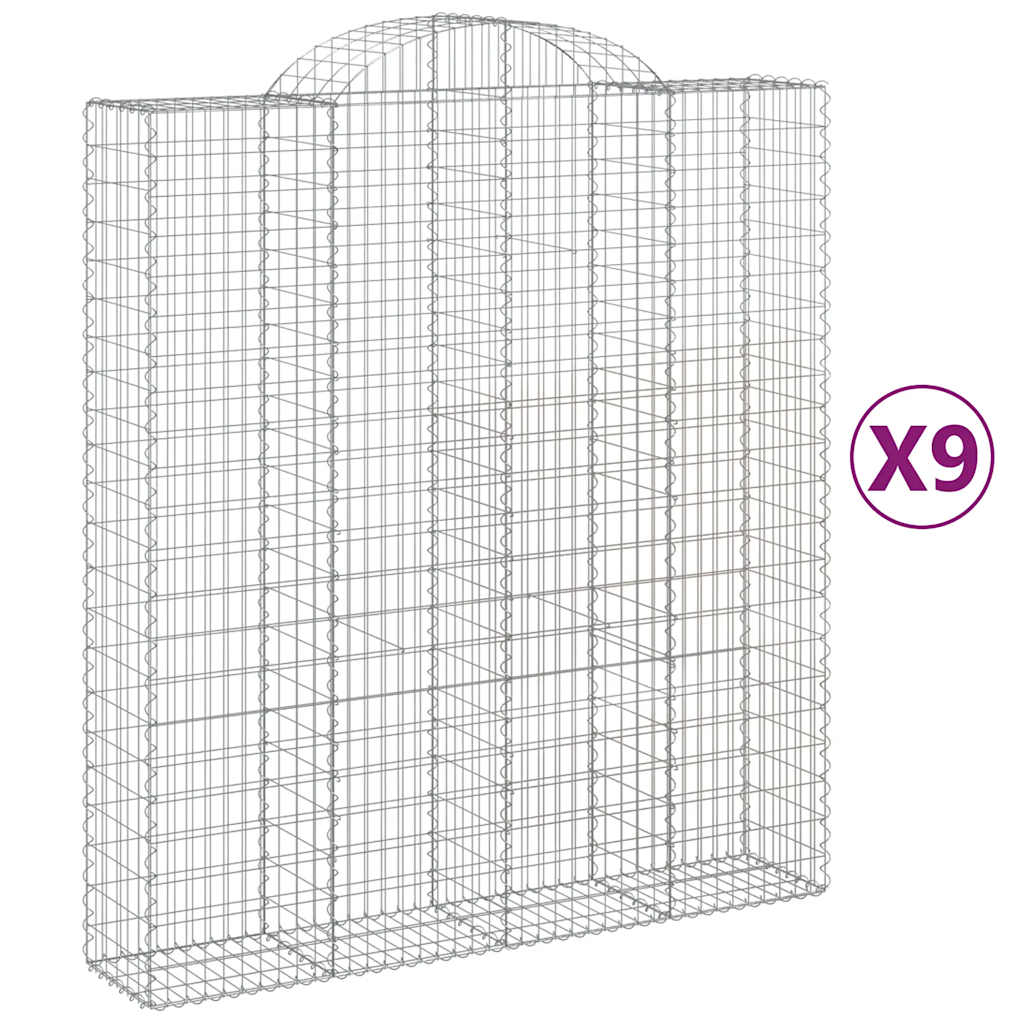 9 db íves horganyzott vas gabion kosár 200x50x220/240 cm