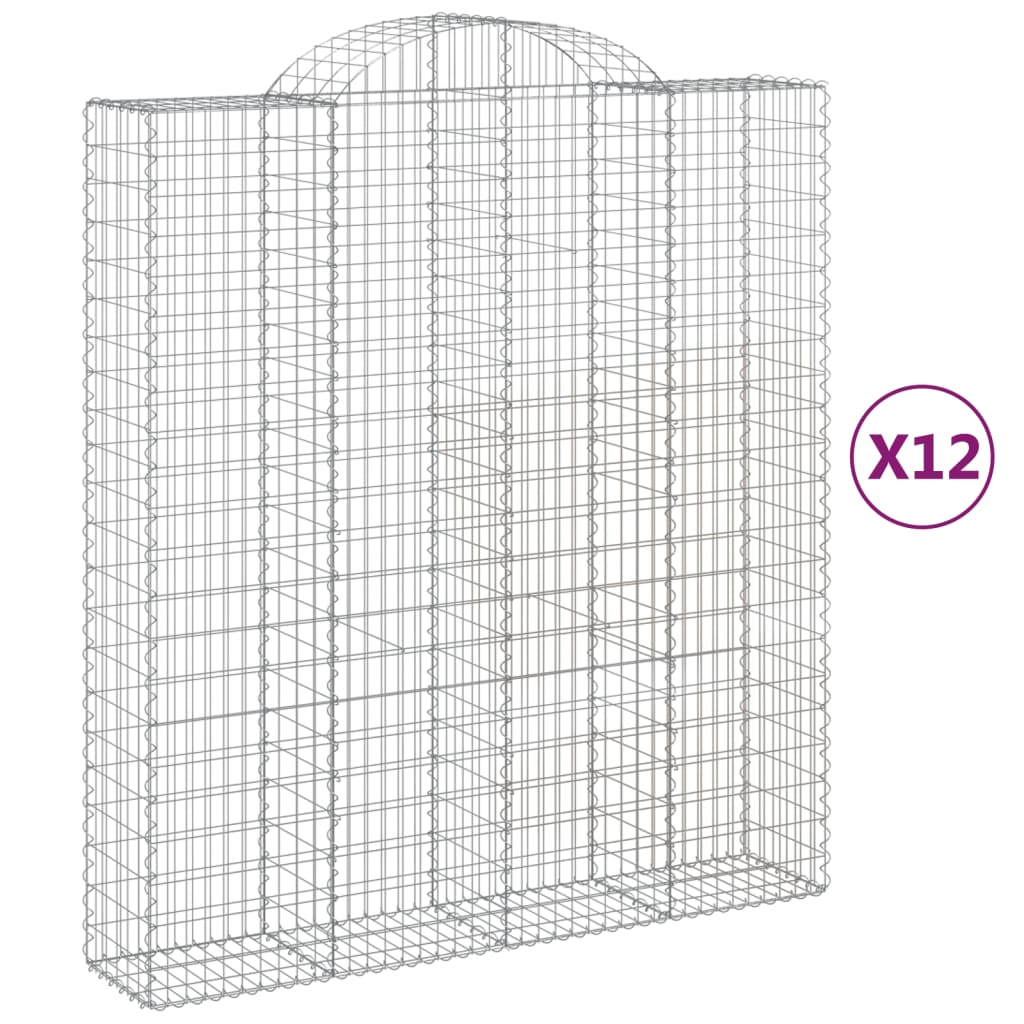 12 db íves horganyzott vas gabion kosár 200x50x220/240 cm