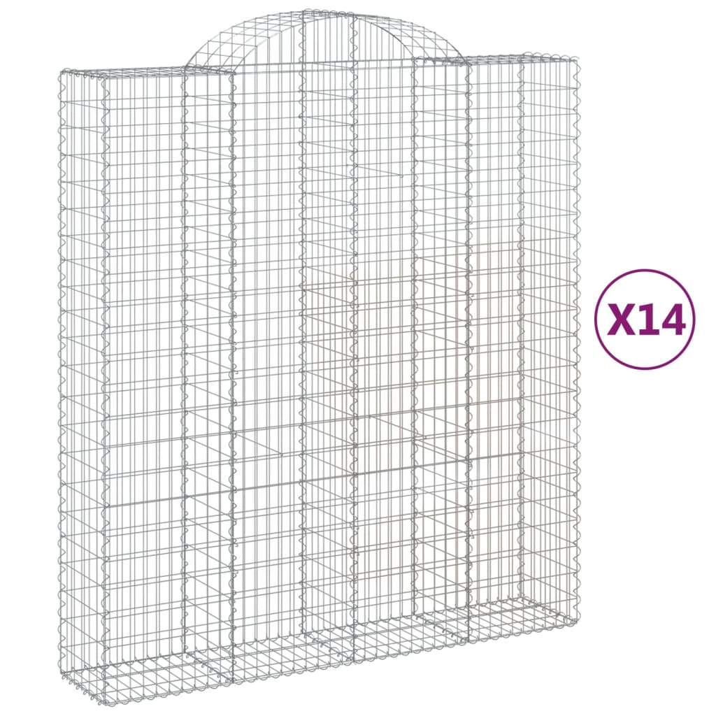 14 db íves horganyzott vas gabion kosár 200x50x220/240 cm