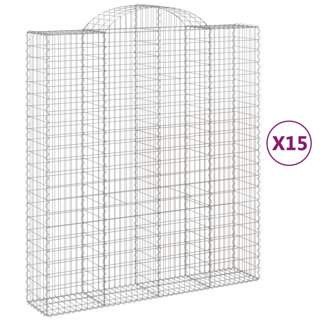 15 db íves horganyzott vas gabion kosár 200x50x220/240 cm