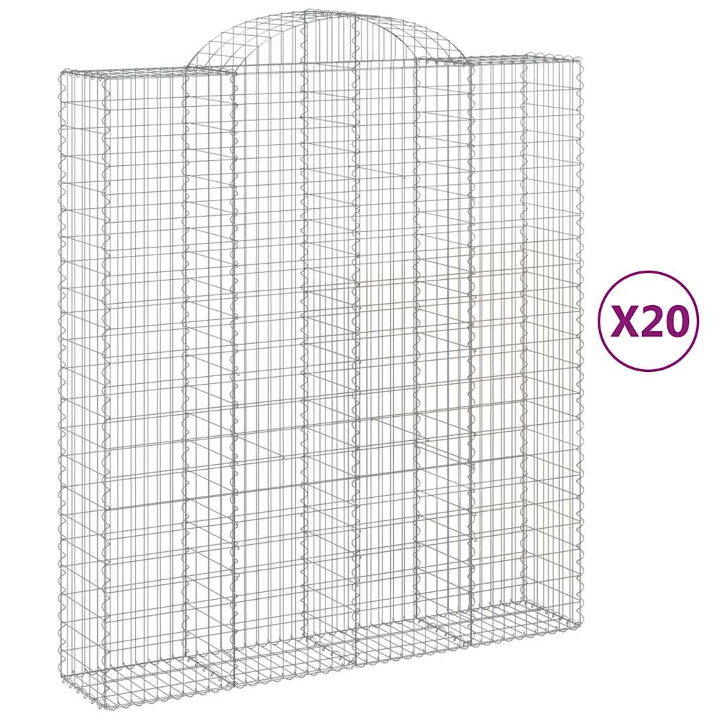 20 db íves horganyzott vas gabion kosár 200x50x220/240 cm