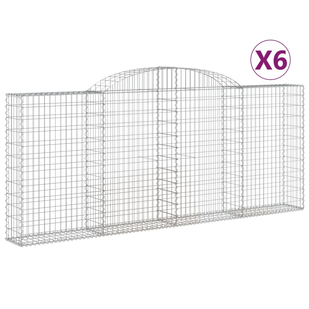 6 db íves horganyzott vas gabion kosár 300x30x120/140 cm