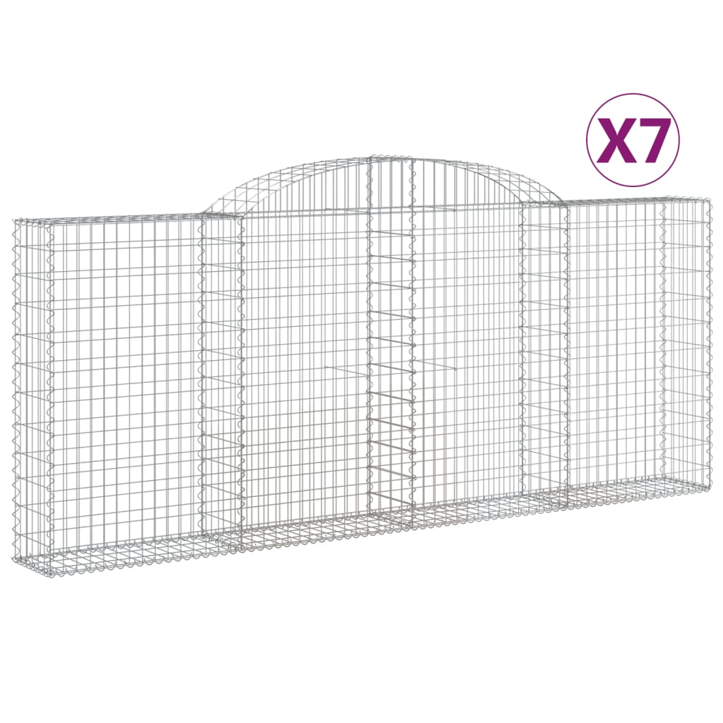 7 db íves horganyzott vas gabion kosár 300x30x120/140 cm