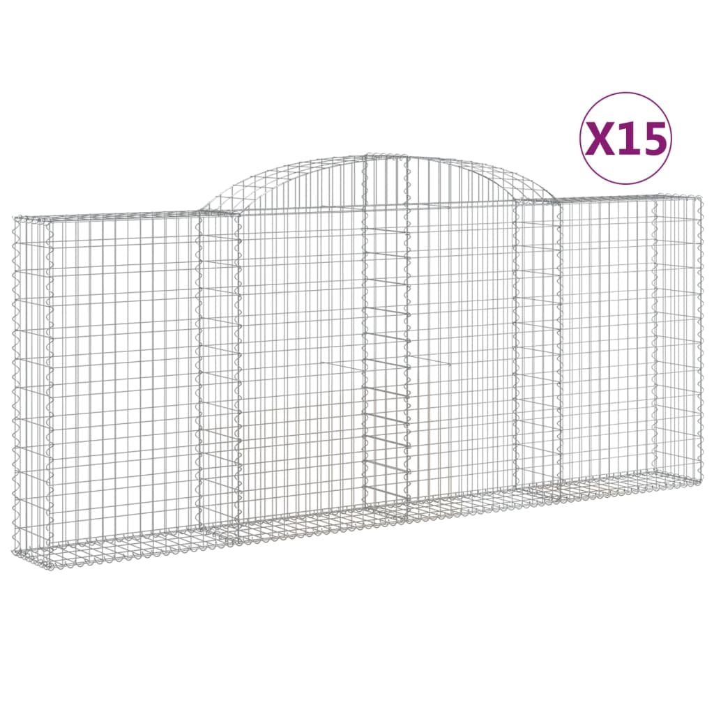 15 db íves horganyzott vas gabion kosár 300x30x120/140 cm