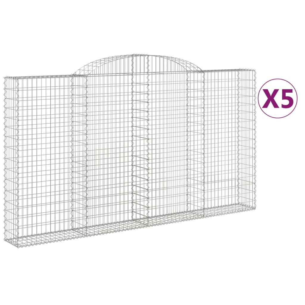 5 db íves horganyzott vas gabion kosár 300x30x160/180 cm