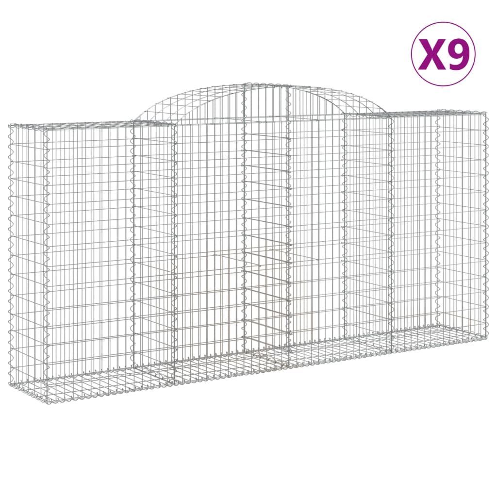9 db íves horganyzott vas gabion kosár 300x50x140/160 cm