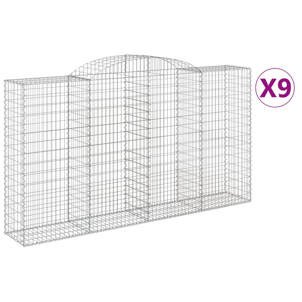 9 db íves horganyzott vas gabion kosár 300x50x160/180 cm