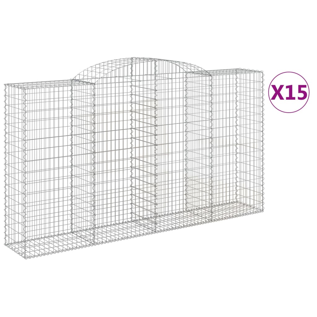 15 db íves horganyzott vas gabion kosár 300x50x160/180 cm