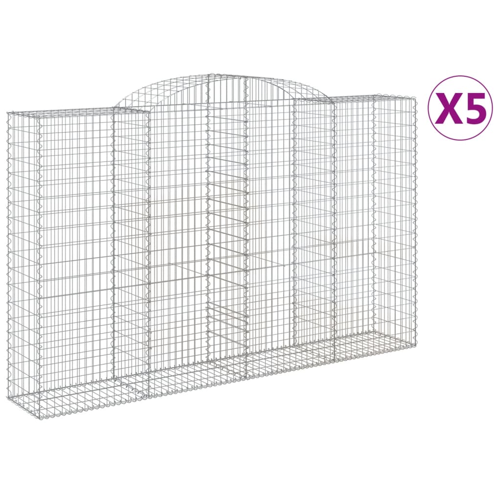 5 db íves horganyzott vas gabion kosár 300x50x180/200 cm