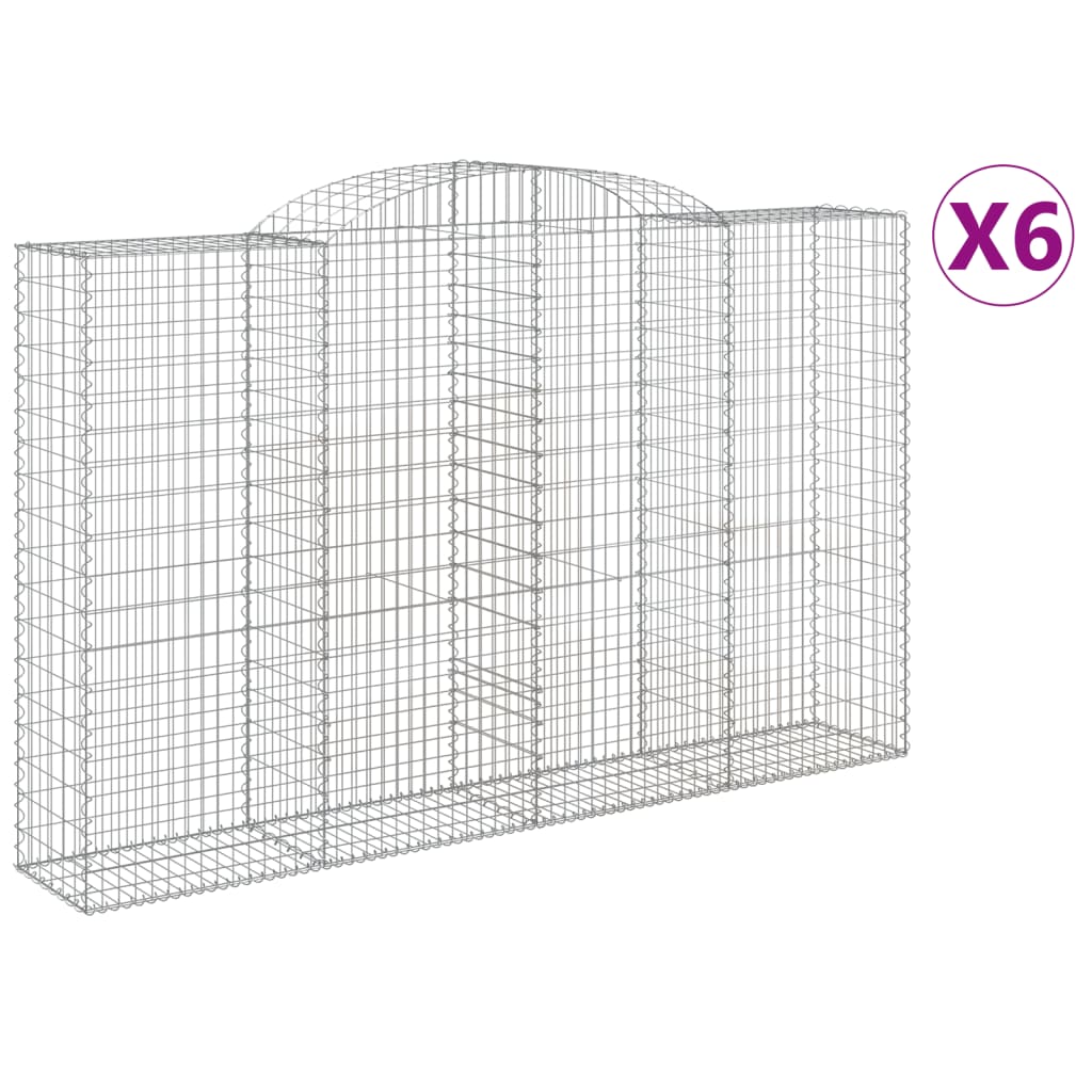 6 db íves horganyzott vas gabion kosár 300x50x180/200 cm