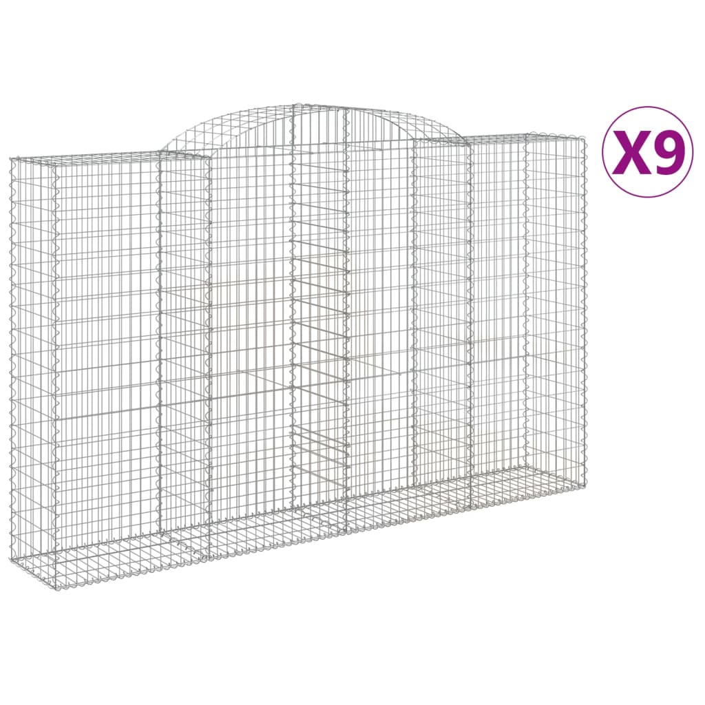 9 db íves horganyzott vas gabion kosár 300x50x180/200 cm
