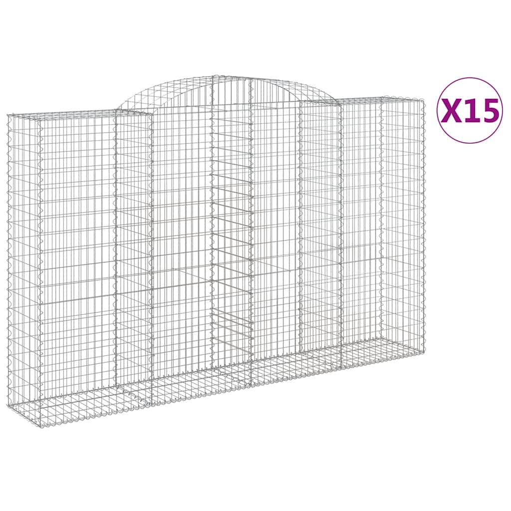 15 db íves horganyzott vas gabion kosár 300x50x180/200 cm