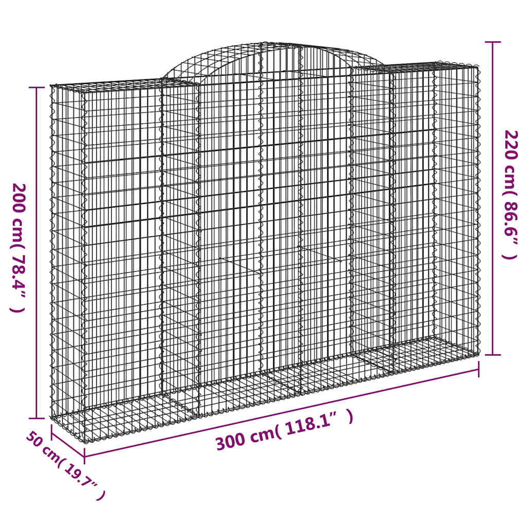 12 db íves horganyzott vas gabion kosár 300x50x200/220 cm