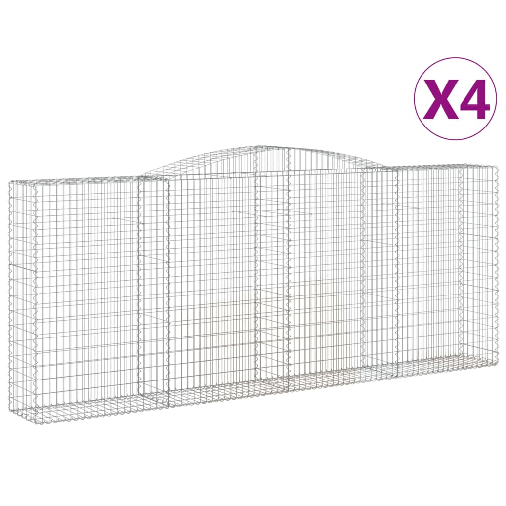 4 db íves horganyzott vas gabion kosár 400x50x160/180 cm