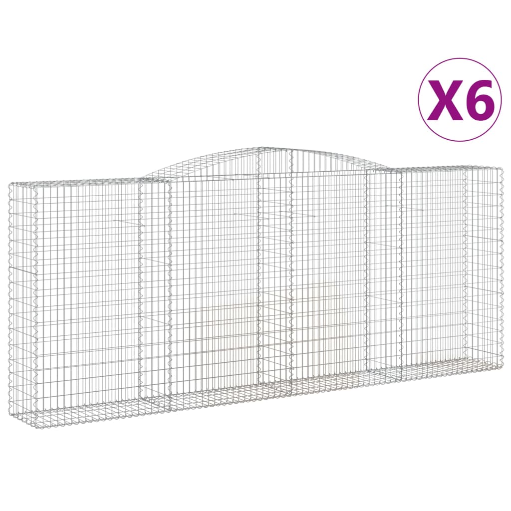 6 db íves horganyzott vas gabion kosár 400x50x160/180 cm