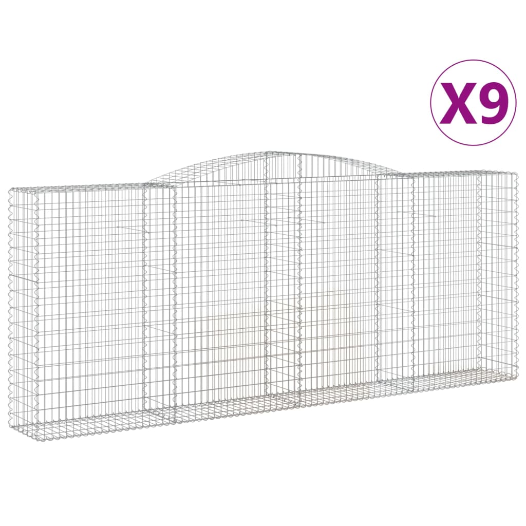 9 db íves horganyzott vas gabion kosár 400x50x160/180 cm