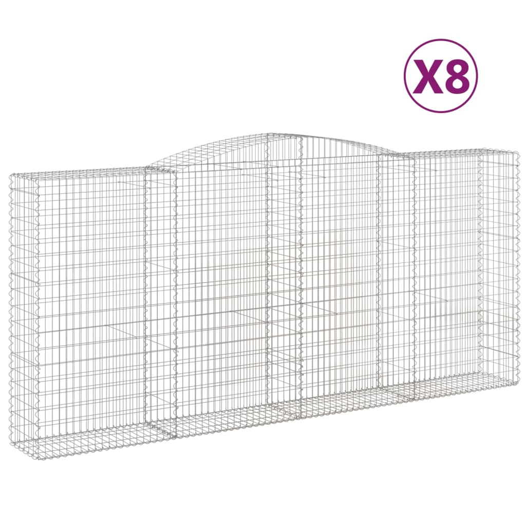 8 db íves horganyzott vas gabion kosár 400x50x180/200 cm