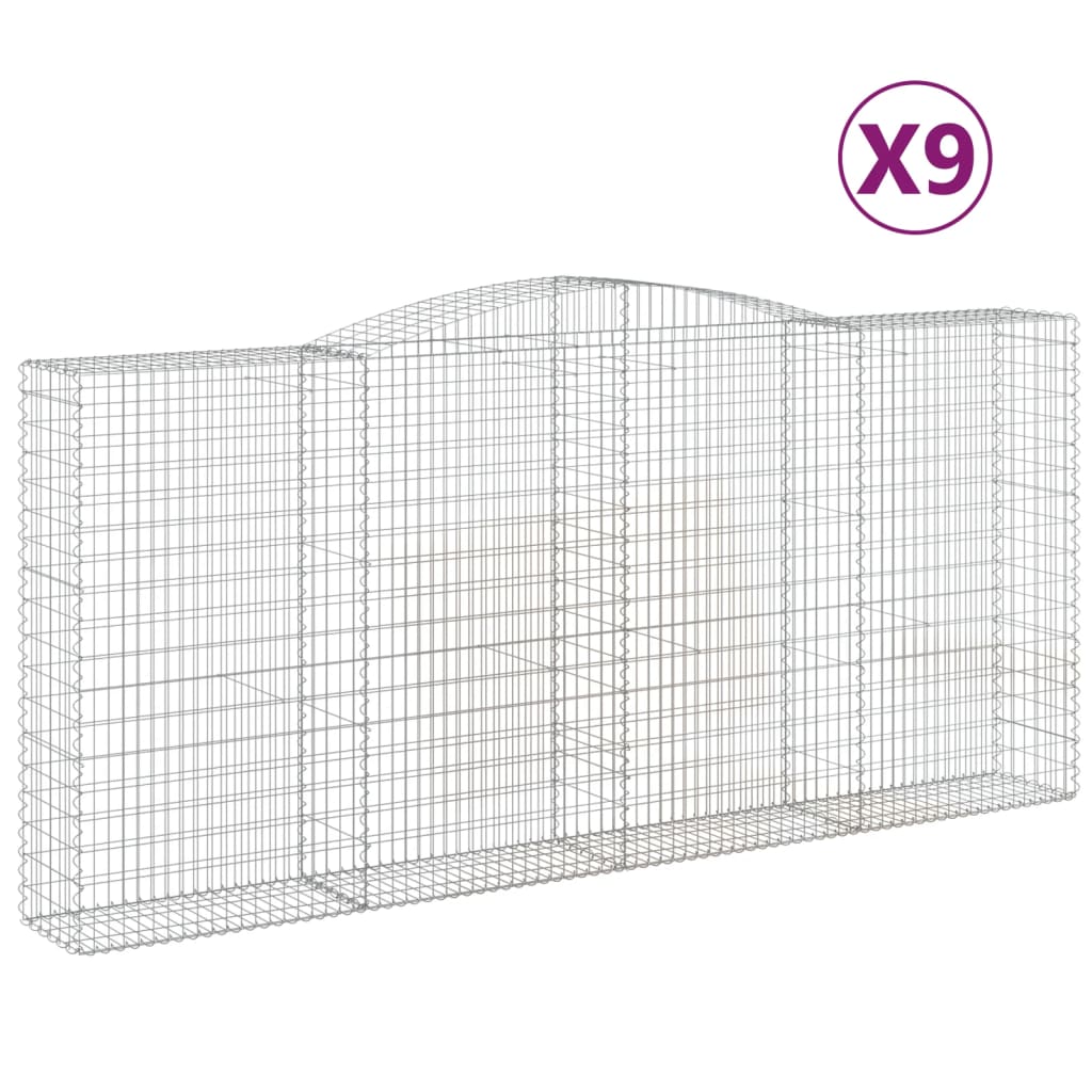 9 db íves horganyzott vas gabion kosár 400x50x180/200 cm