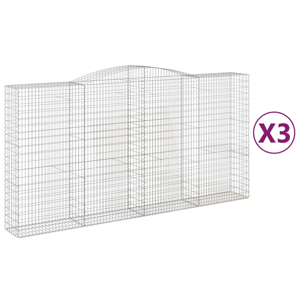 3 db íves horganyzott vas gabion kosár 400x50x200/220 cm
