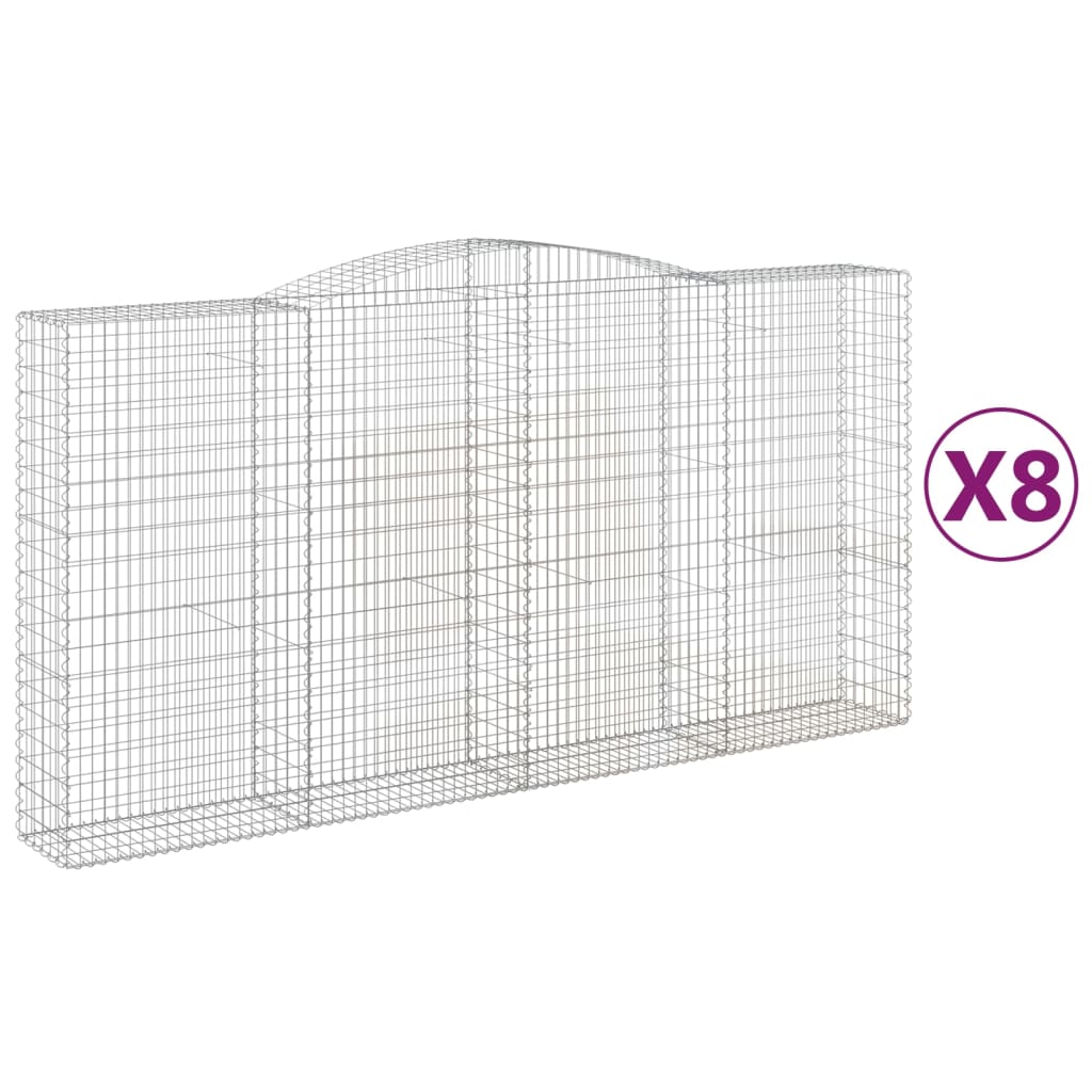 8 db íves horganyzott vas gabion kosár 400x50x200/220 cm