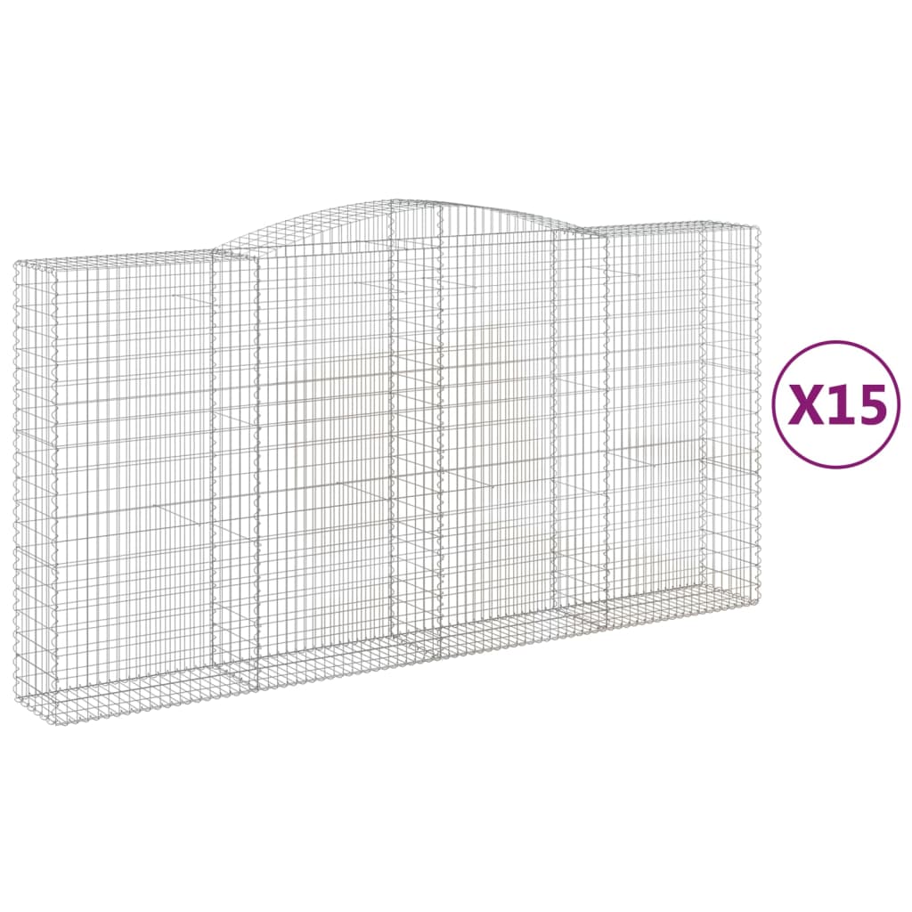 15 db íves horganyzott vas gabion kosár 400x50x200/220 cm