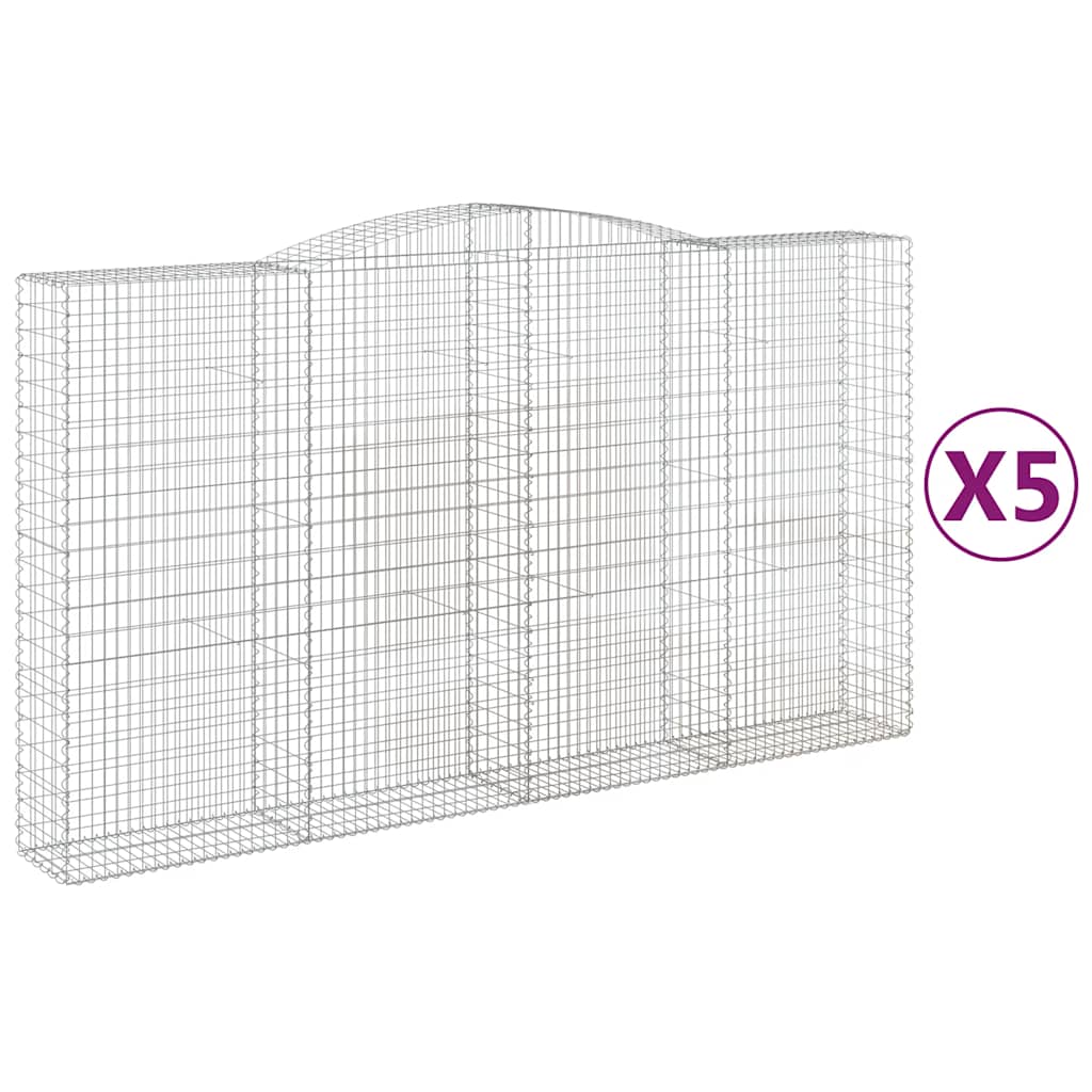 5 db íves horganyzott vas gabion kosár 400x50x220/240 cm