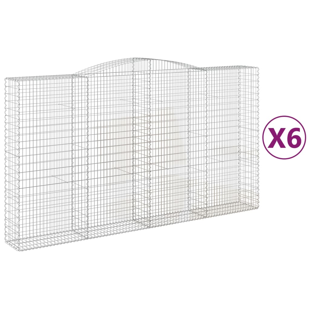 6 db íves horganyzott vas gabion kosár 400x50x220/240 cm