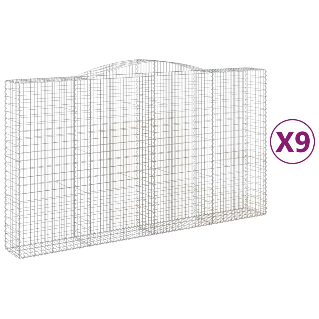 9 db íves horganyzott vas gabion kosár 400x50x220/240 cm