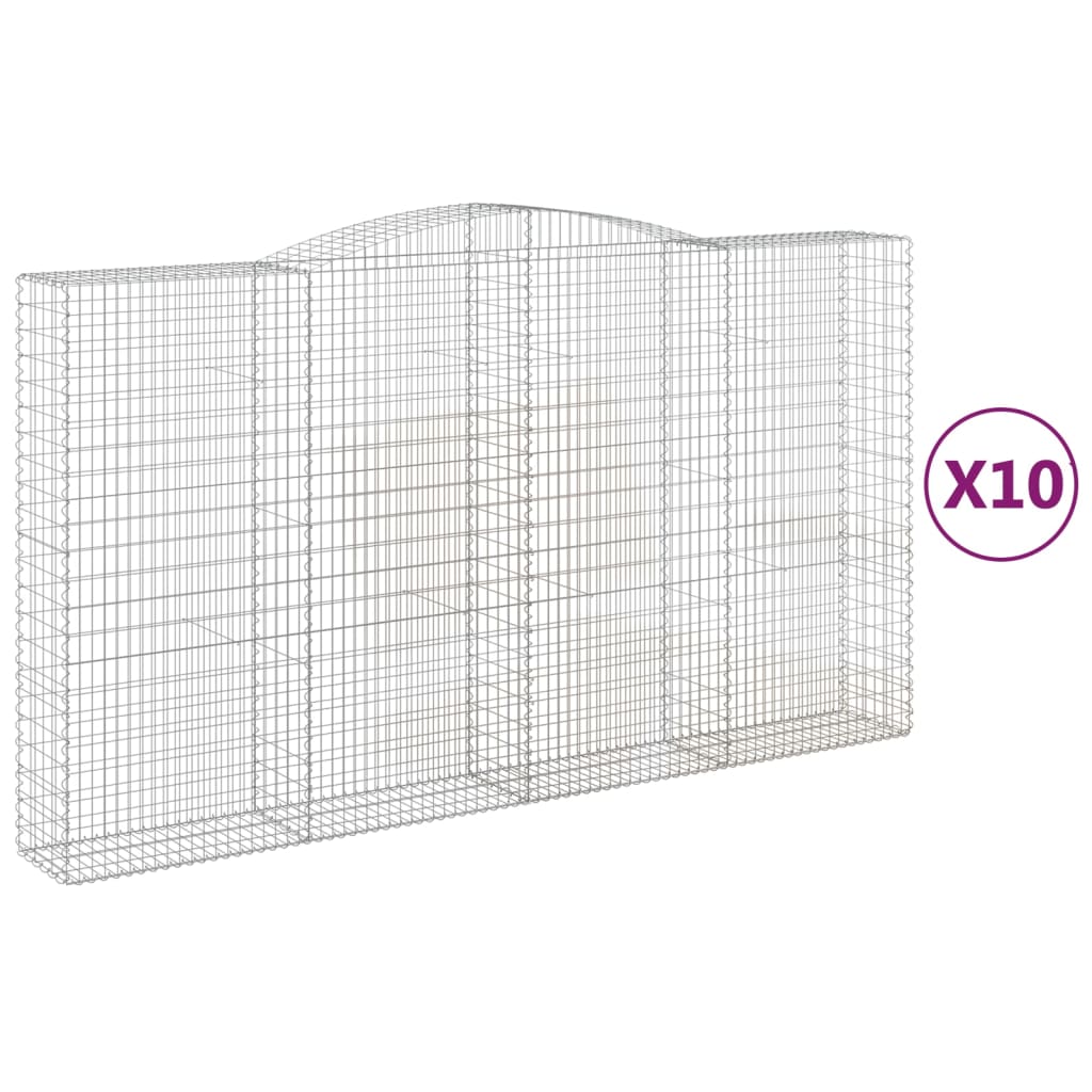 10 db íves horganyzott vas gabion kosár 400x50x220/240 cm