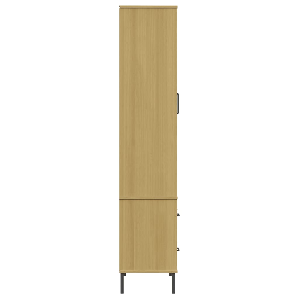 OSLO barna tömör fa könyvszekrény fém lábakkal 85x35x172,5 cm