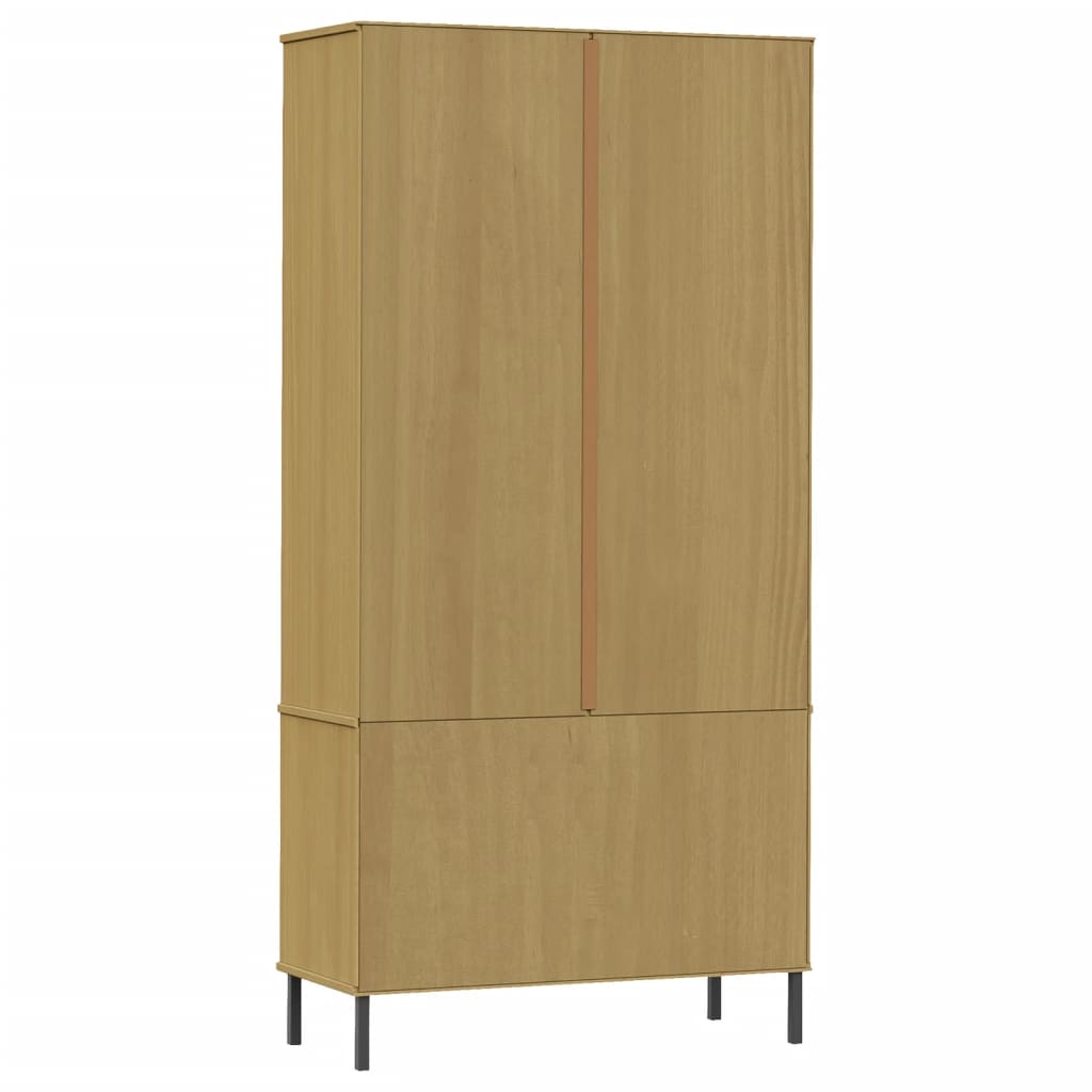 OSLO barna tömör fa könyvszekrény fém lábakkal 85x35x172,5 cm
