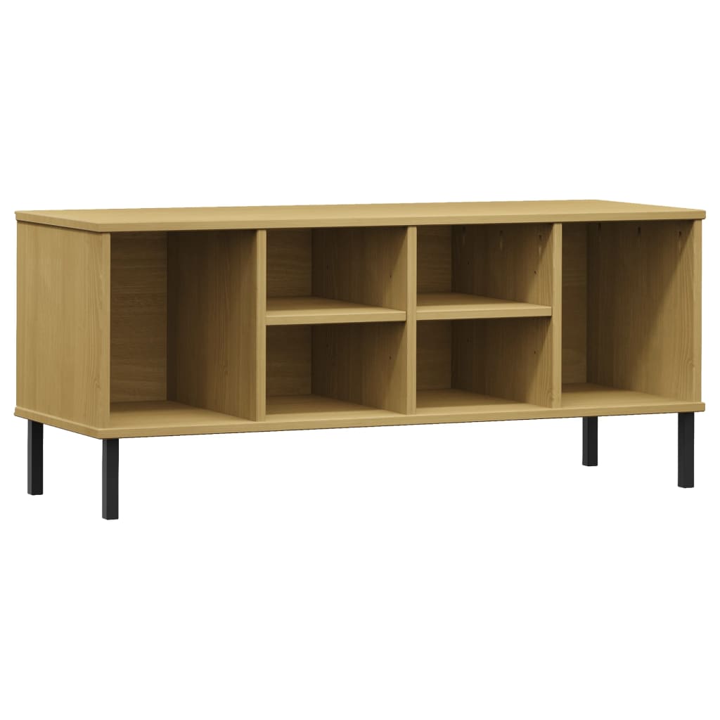 OSLO barna tömör fa cipőszekrény fém lábakkal 106 x 35 x 45 cm