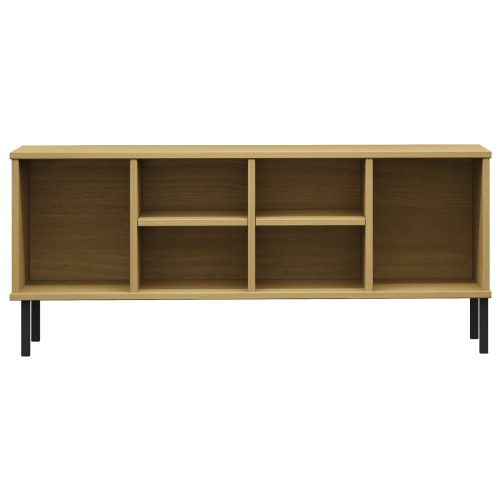 OSLO barna tömör fa cipőszekrény fém lábakkal 106 x 35 x 45 cm