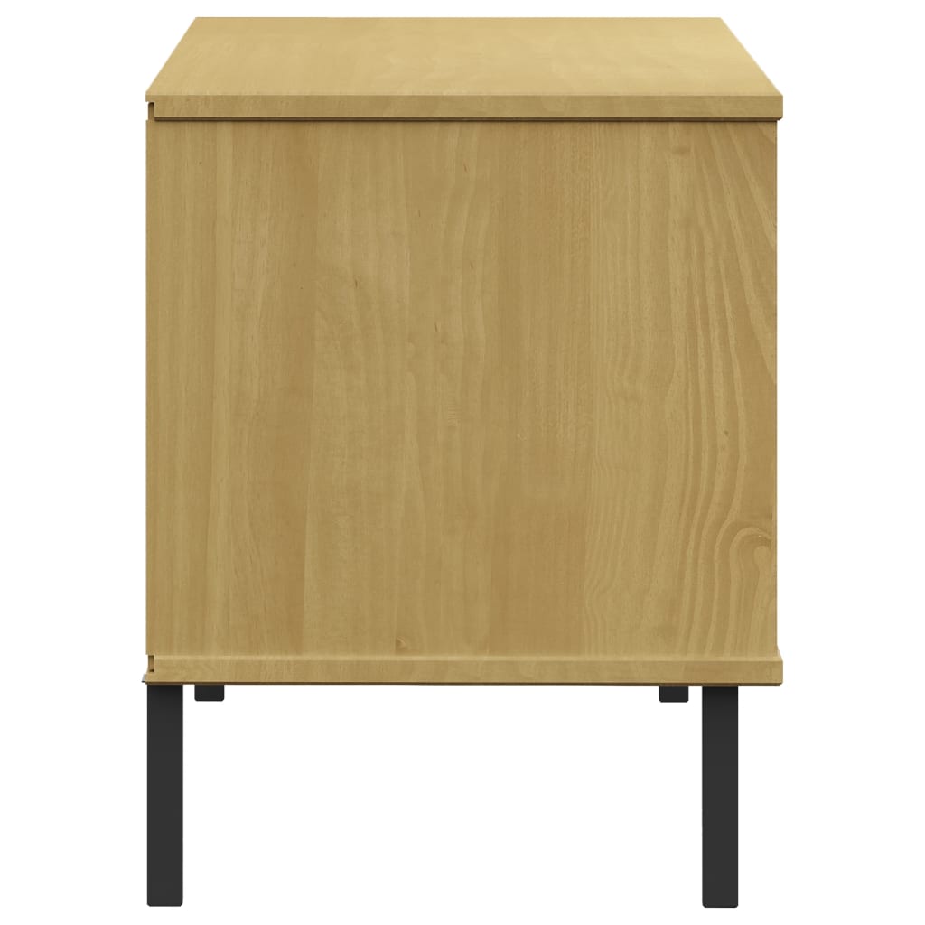 OSLO barna tömör fa cipőszekrény fém lábakkal 106 x 35 x 45 cm