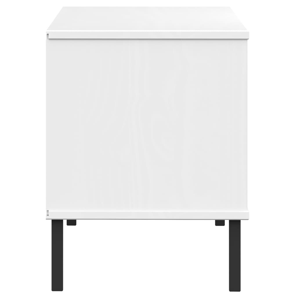 OSLO fehér tömör fa cipőszekrény fém lábakkal 106 x 35 x 45 cm