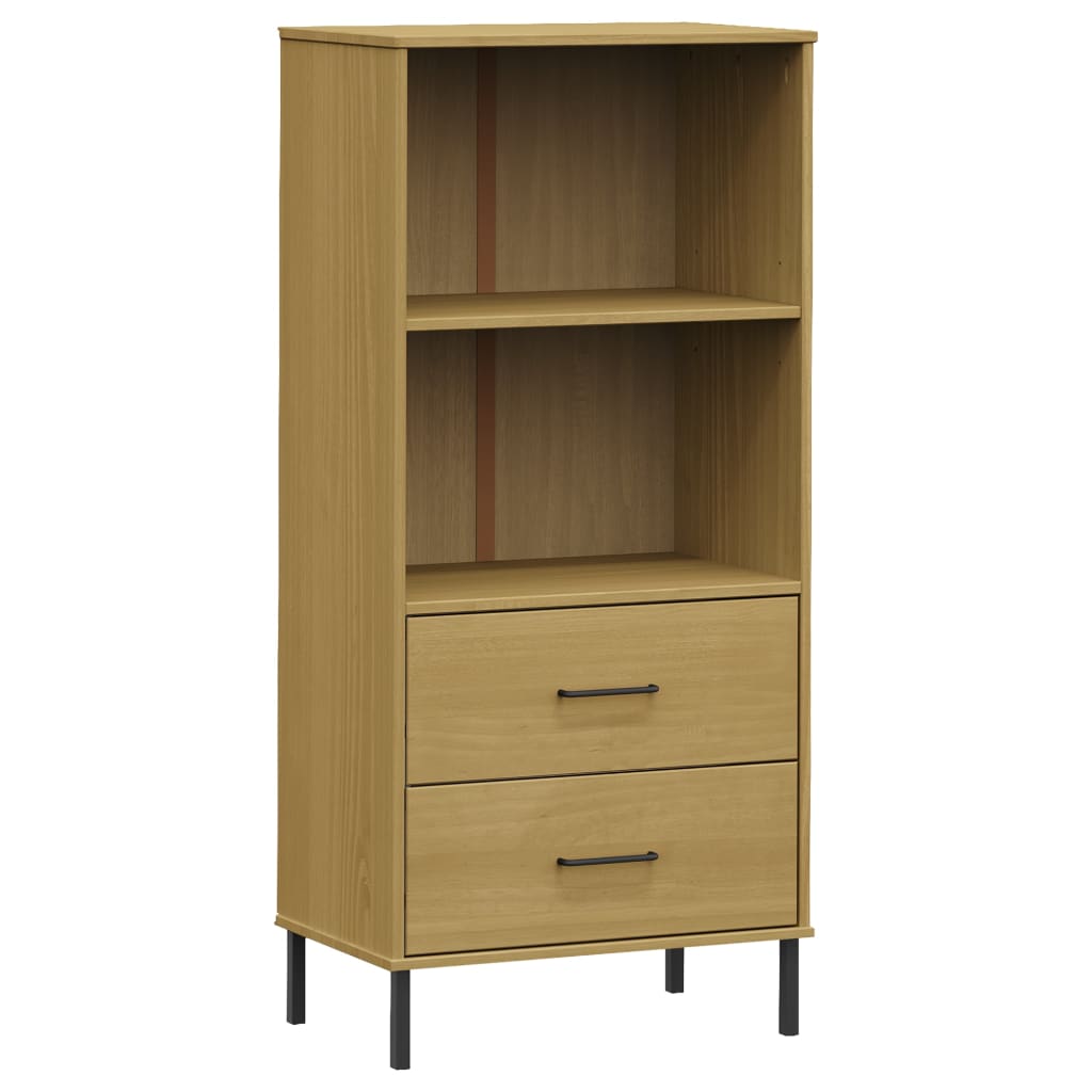 OSLO barna tömör fa könyvszekrény 2 fiókkal 60 x 35 x 128,5 cm
